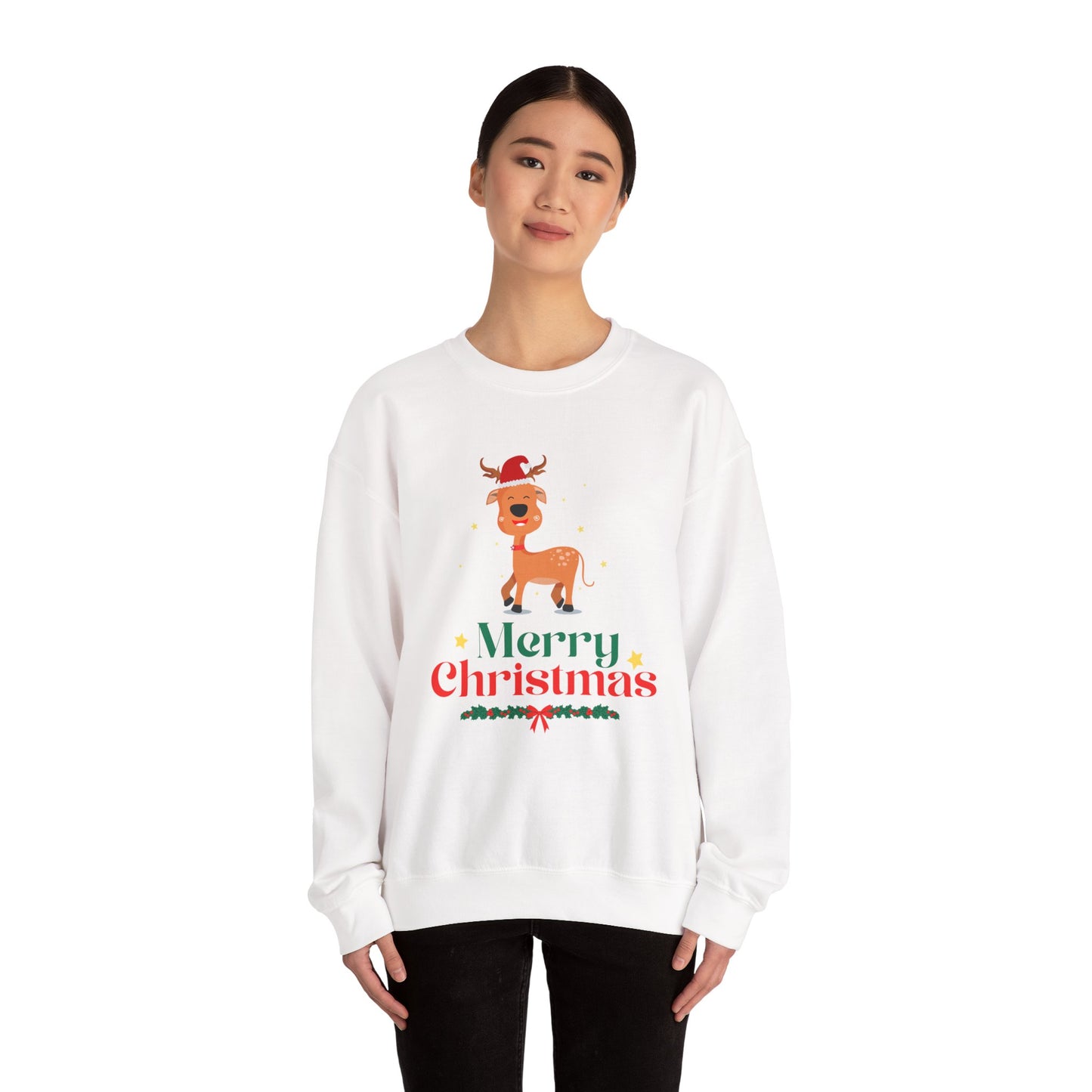 Merry Christmas Reindeer 🎄🦌✨ Unisex Heavy Blend Crewneck Sweatshirt