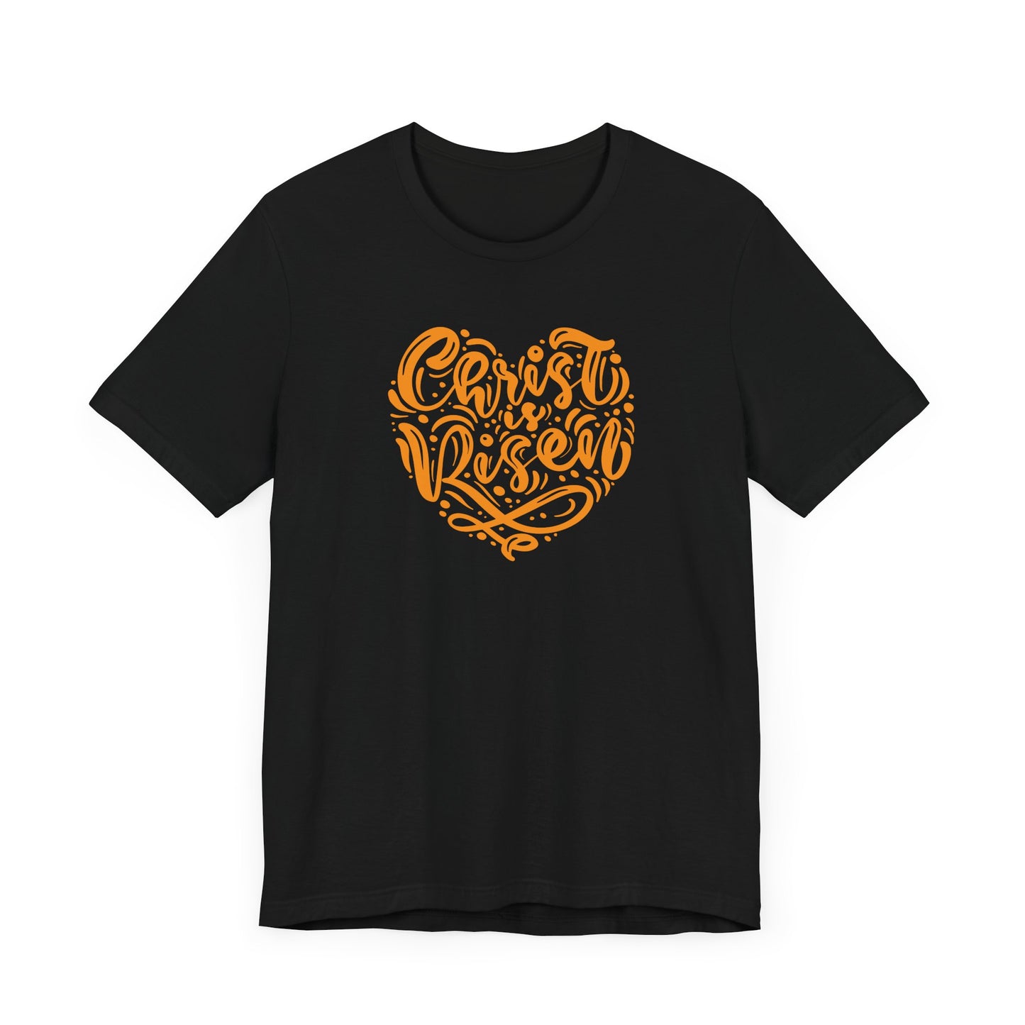 Christ is Risen Heart Shaped Orange Print Unisex Jersey Short Sleeve Tee