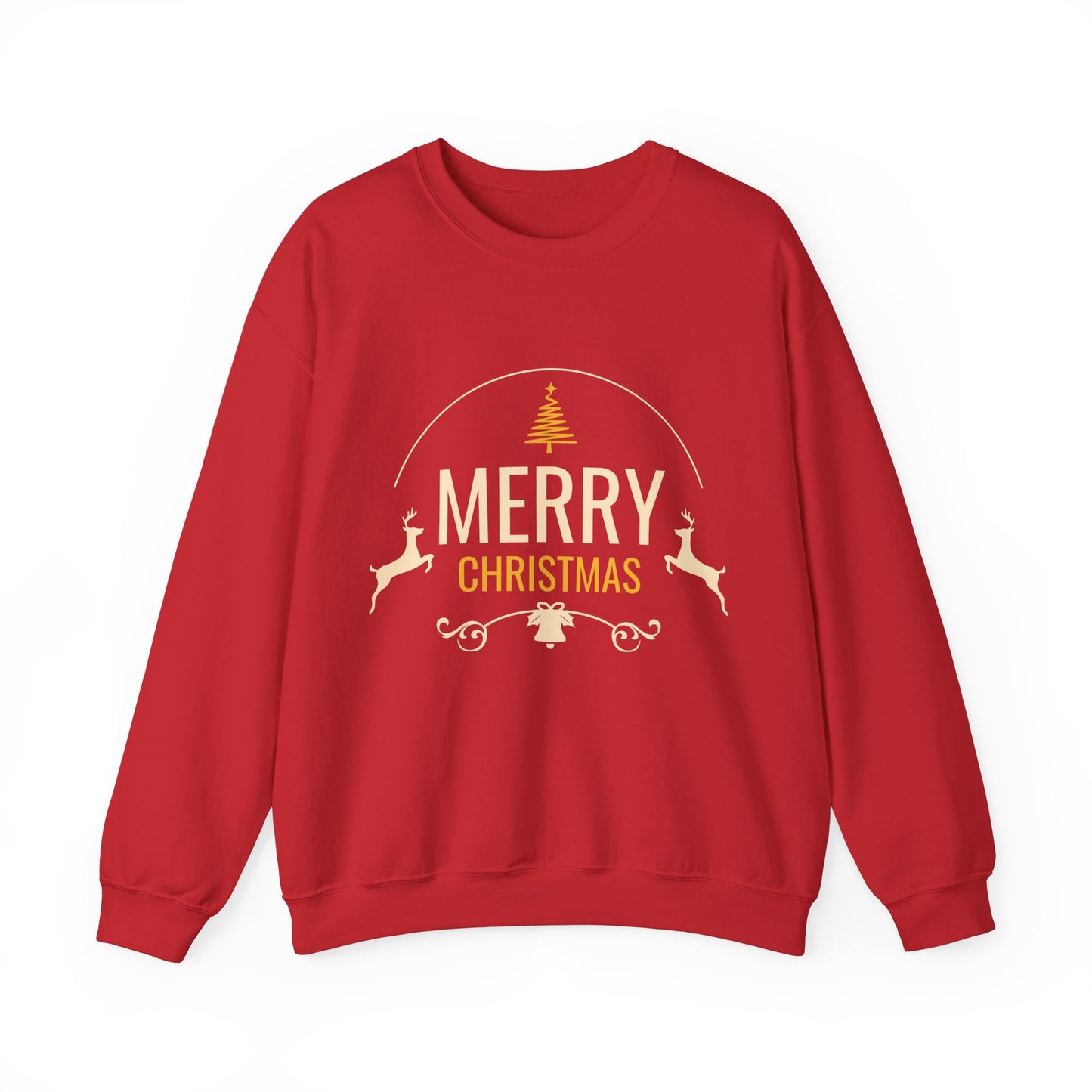 Unisex Heavy Blend Crewneck Sweatshirt Merry Christmas with Leaping Reindeer 🎄🦌