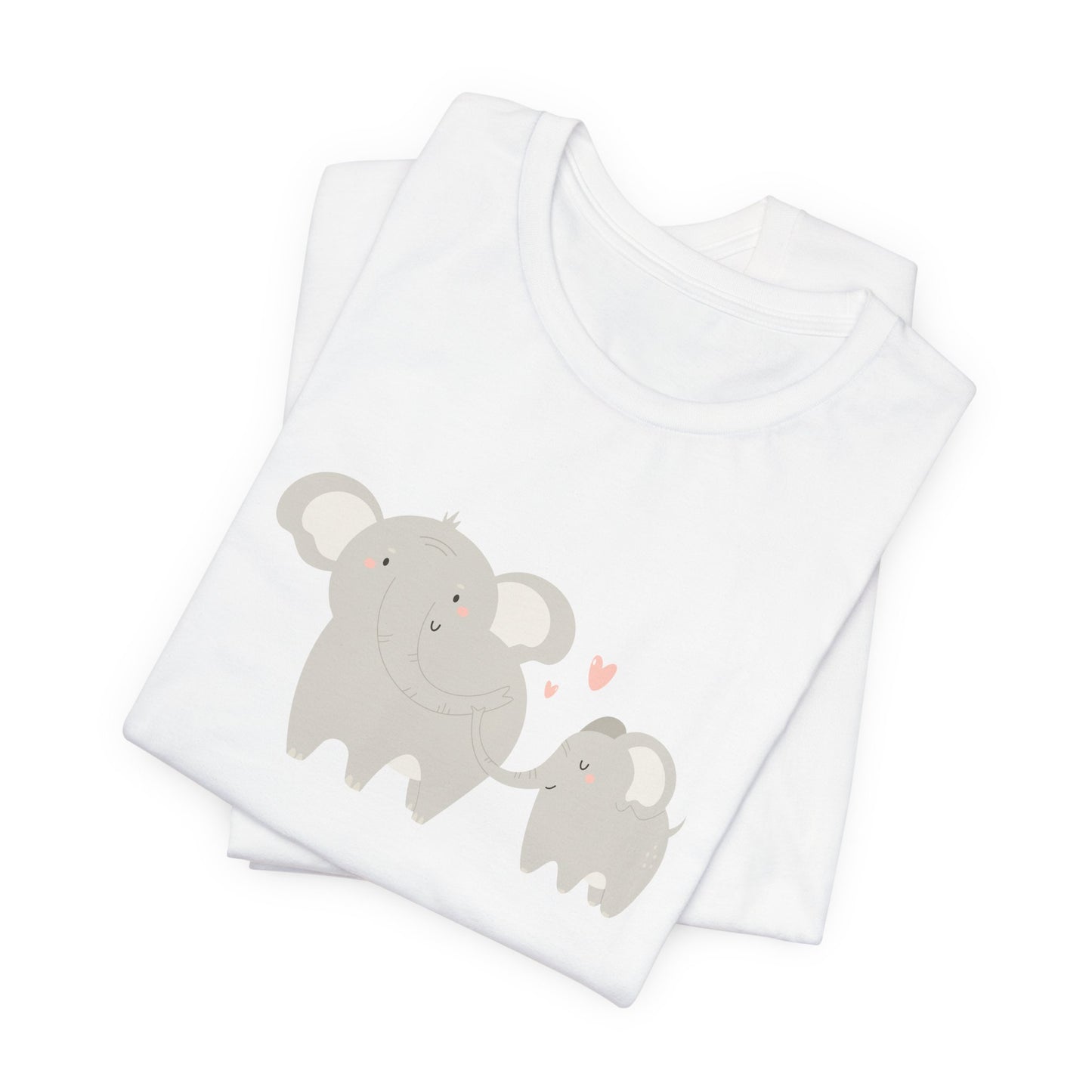 Mommy & Me Ele-fun Sweet Mom and Baby Elephant Unisex Jersey Short Sleeve Tee