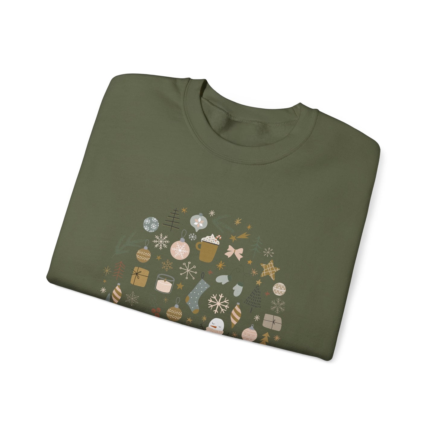 Unisex Heavy Blend Crewneck Sweatshirt Festive Holiday Round Collage 🎄☃️❄️