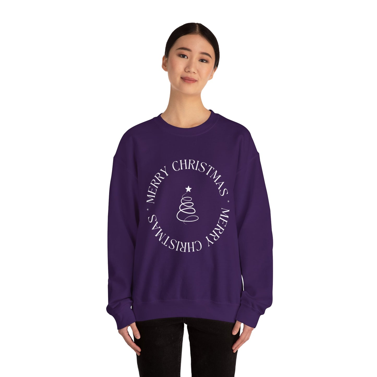 Unisex Heavy Blend Crewneck Sweatshirt Elegant Merry Christmas Tree 🎄✨