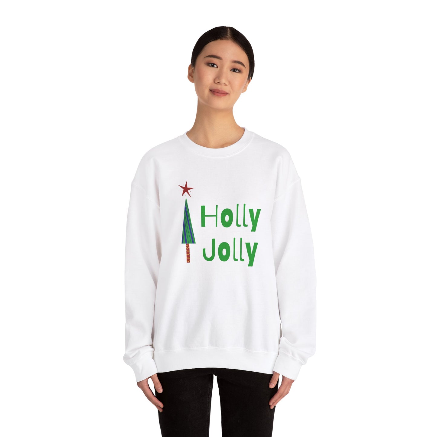 Unisex Heavy Blend Crewneck Sweatshirt Holly Jolly Christmas Tree 🎄✨