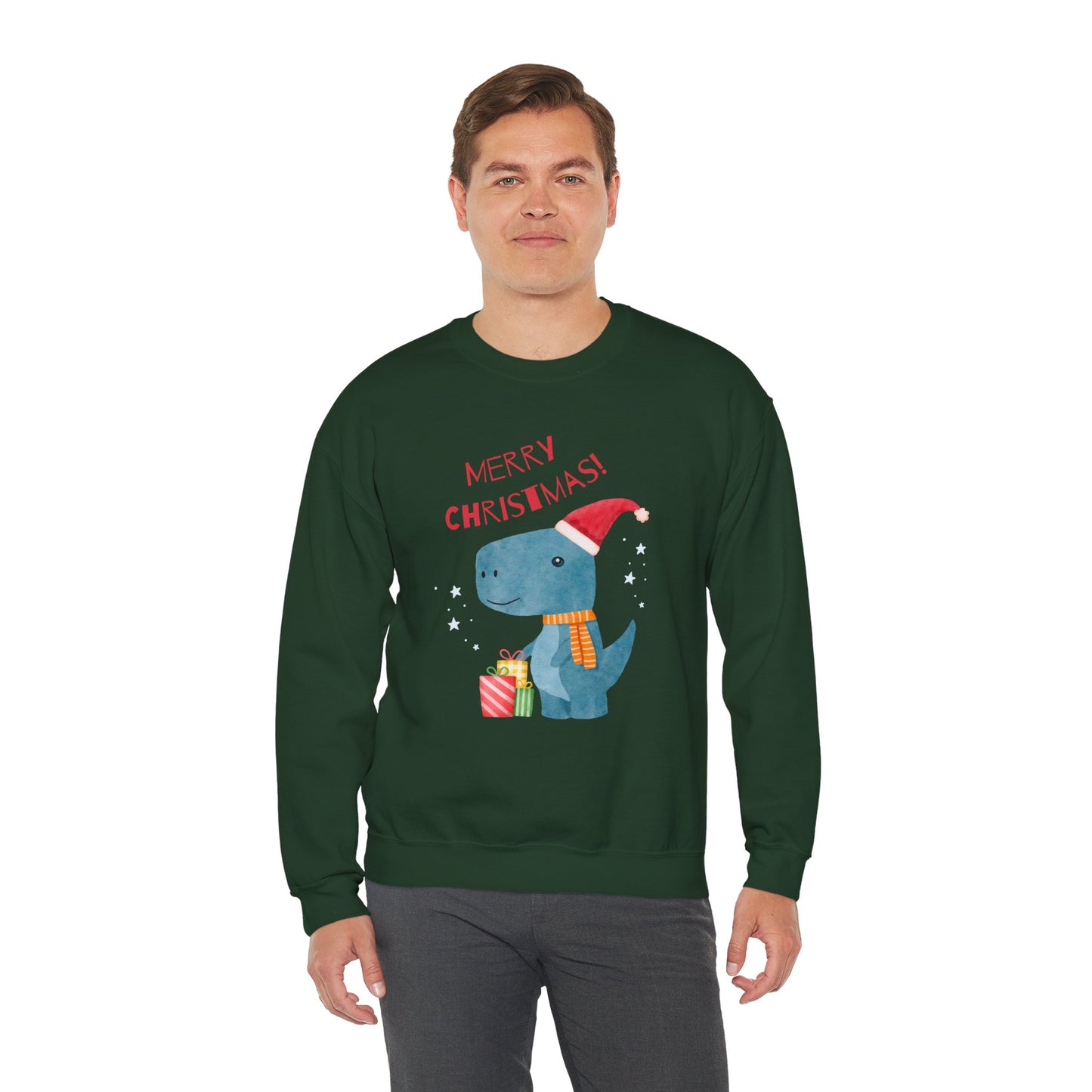 Merry Christmas Dino 🎄🦖🎁 Unisex Heavy Blend Crewneck Sweatshirt