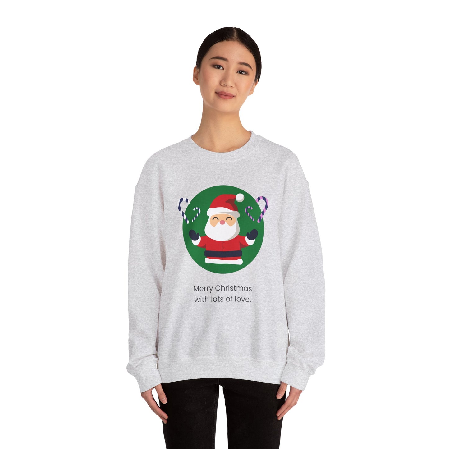 Unisex Heavy Blend Crewneck Sweatshirt Merry Christmas With Lots Of Love 🎅❤️🍭