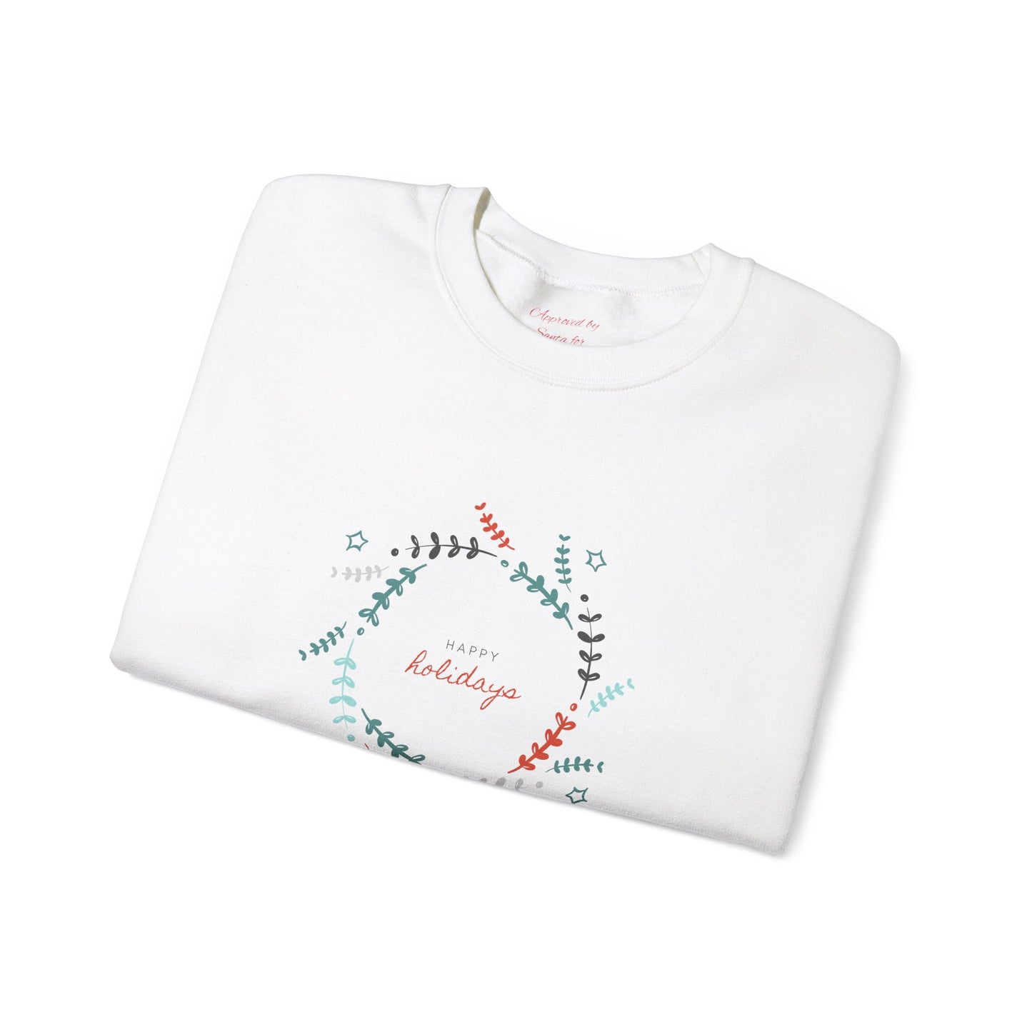 Unisex Heavy Blend Crewneck Sweatshirt Happy Holidays Floral Swirl 🌸✨