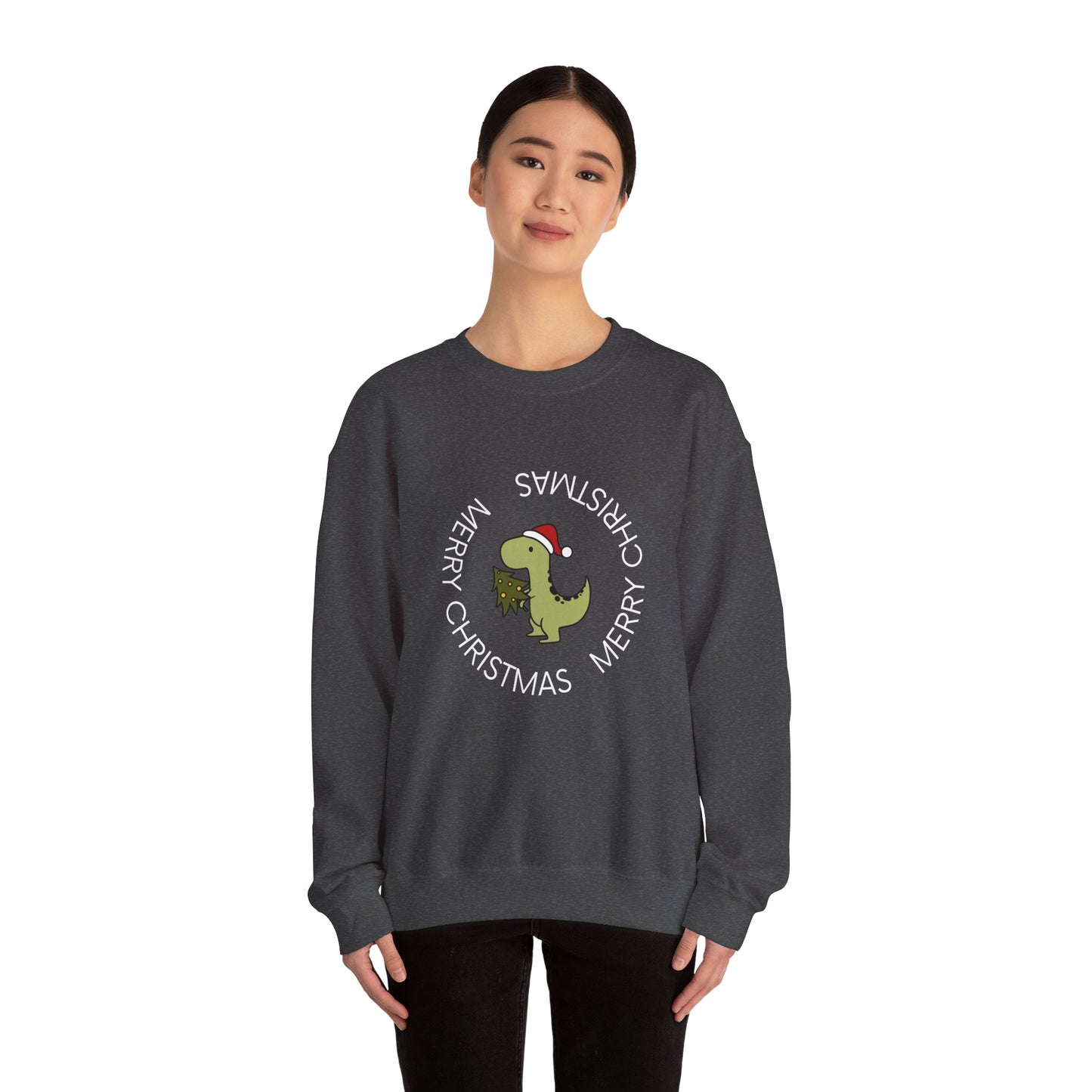 Dino-Merry Christmas 🎄🦖🎅 Unisex Heavy Blend Crewneck Sweatshirt