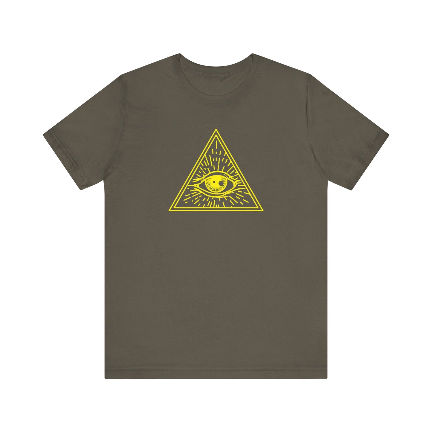 Unisex Jersey Short Sleeve Tee "Eye of Providence" All Seeing Eye Yellow Print