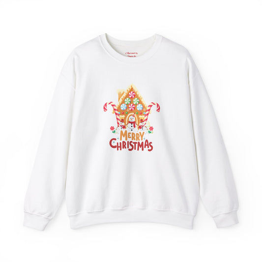 Unisex Heavy Blend Crewneck Sweatshirt Merry Christmas with Snowman Family 🎄☃️🏠