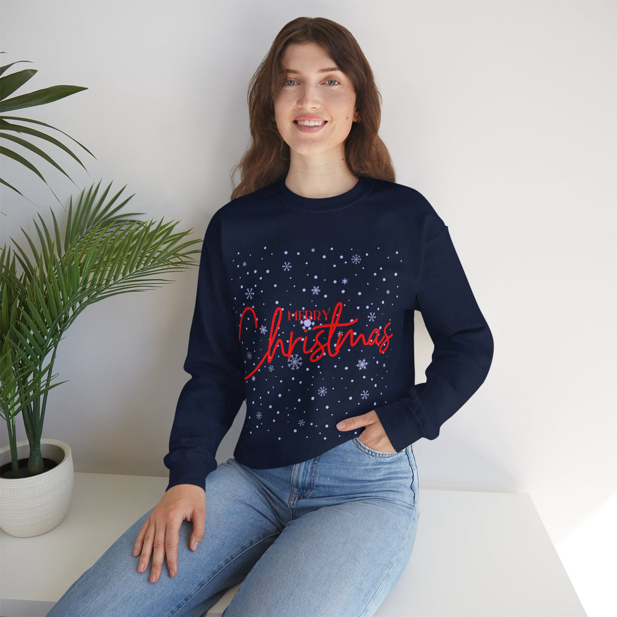 Merry Christmas Snowflakes ❄️🎄✨ Unisex Heavy Blend Crewneck Sweatshirt