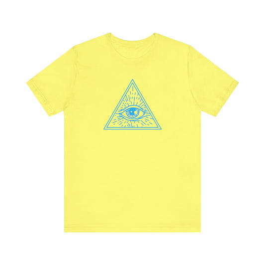 Unisex Jersey Short Sleeve Tee "Eye of Providence" All Seeing Eye Blue Print