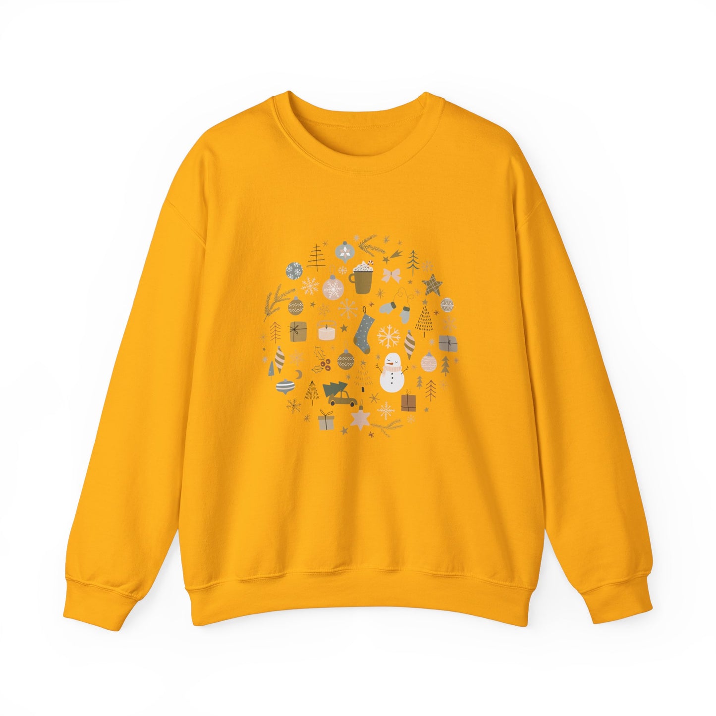 Unisex Heavy Blend Crewneck Sweatshirt Festive Holiday Round Collage 🎄☃️❄️