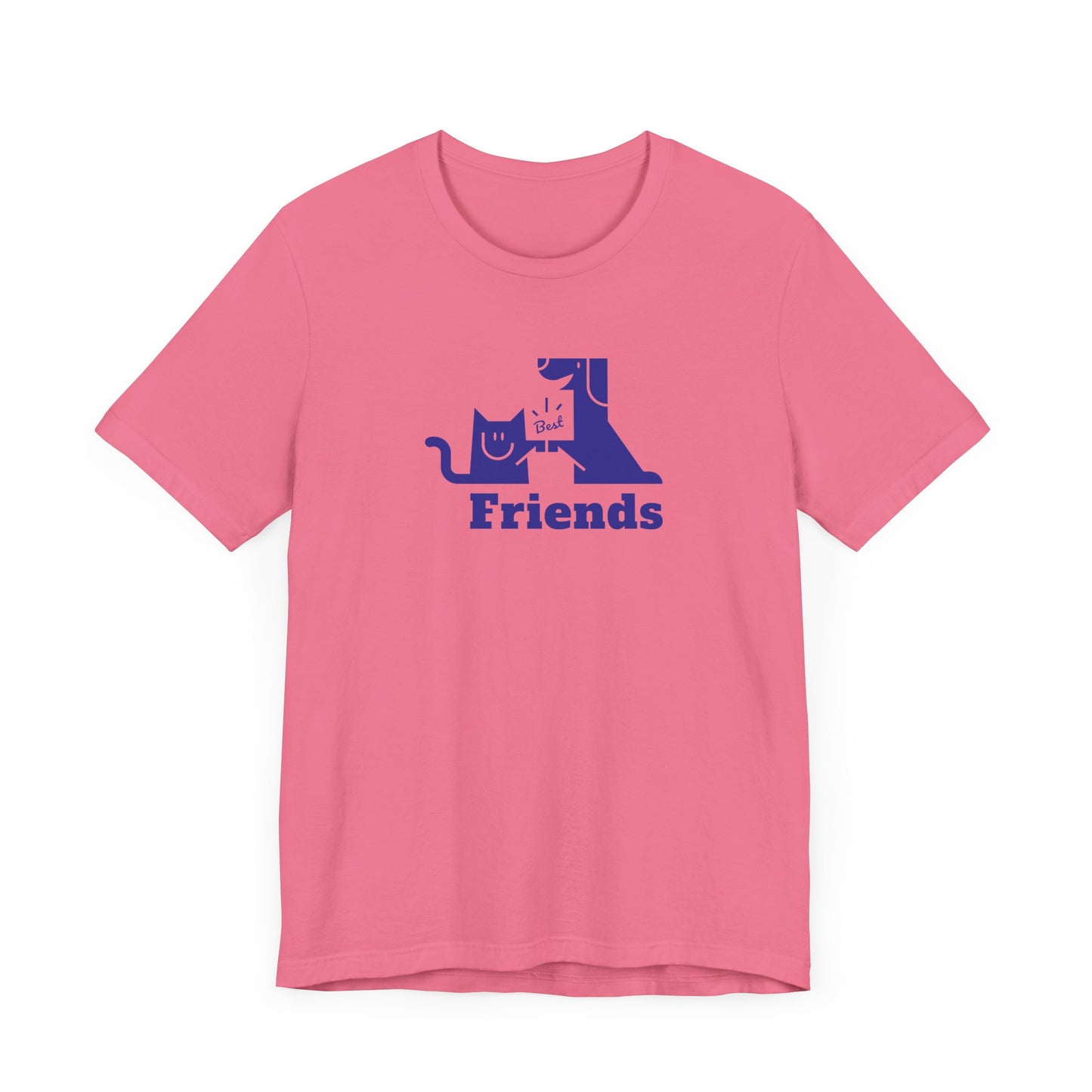 Cat & Dog Hi-5 Each Other Best Friends Navy Print Unisex Jersey Short Sleeve Tee