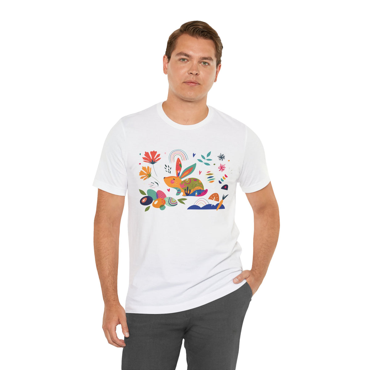 Hoppy Easter Colorful Boho Spring Collage Unisex Jersey Short Sleeve Tee