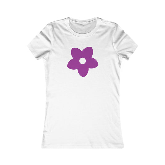 Women's Favorite T-Shirt "Petals of Joy" Playful 5-Petal Flower Design Purple Print
