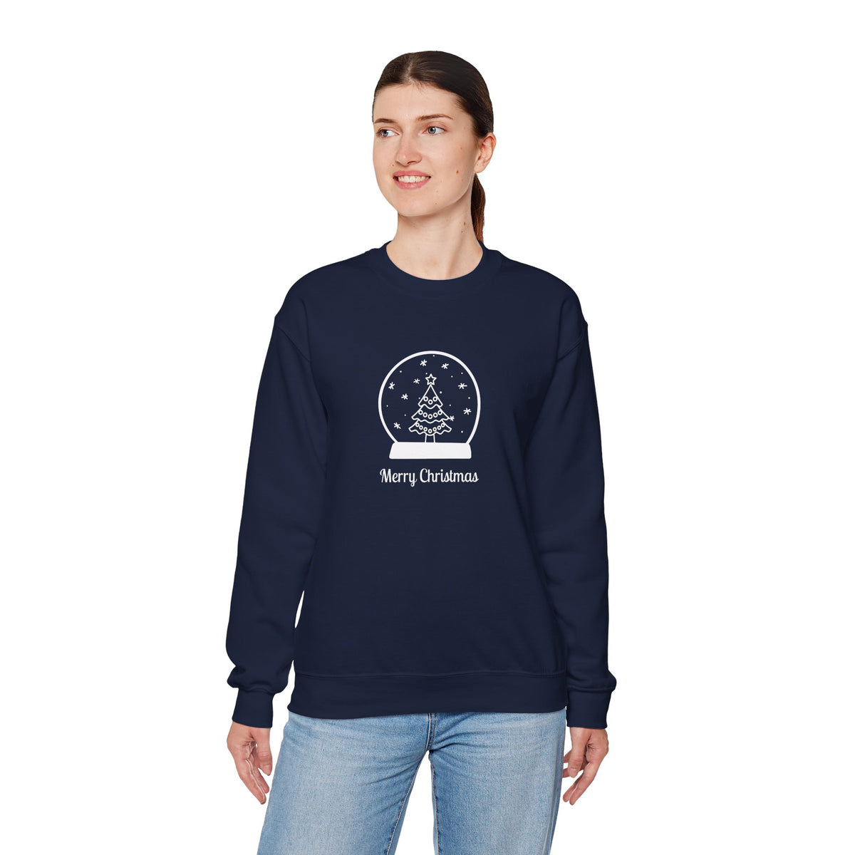 Snow Globe with Merry Christmas 🎄❄️✨ Unisex Heavy Blend Crewneck Sweatshirt