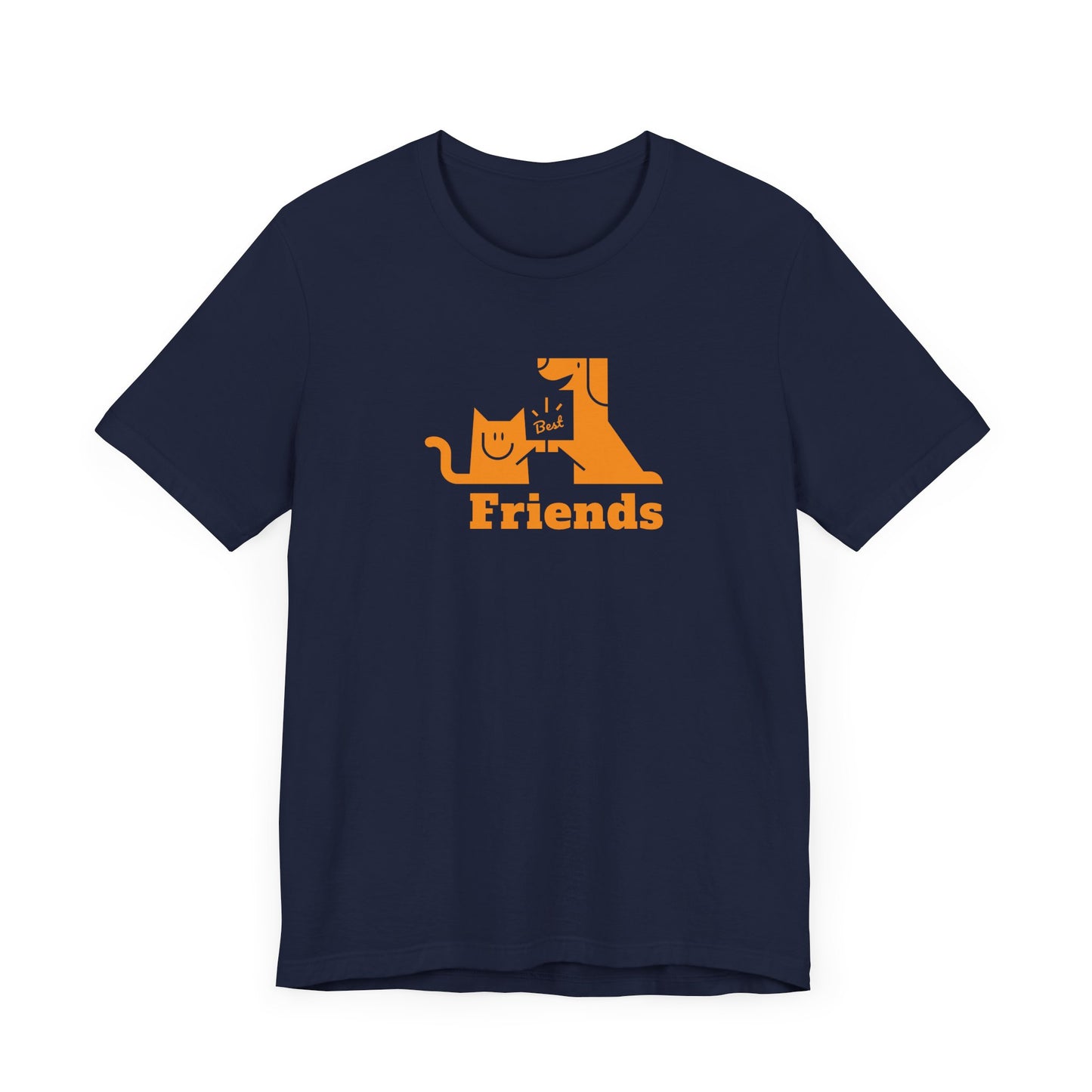 Cat & Dog Hi-5 Each Other Best Friends Orange Print Unisex Jersey Short Sleeve Tee