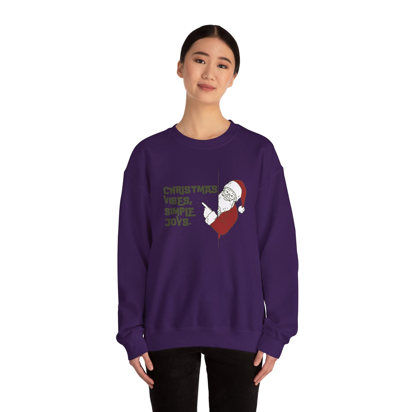 Unisex Heavy Blend Crewneck Sweatshirt Christmas Vibes Simple Joys with Santa 🎅✨
