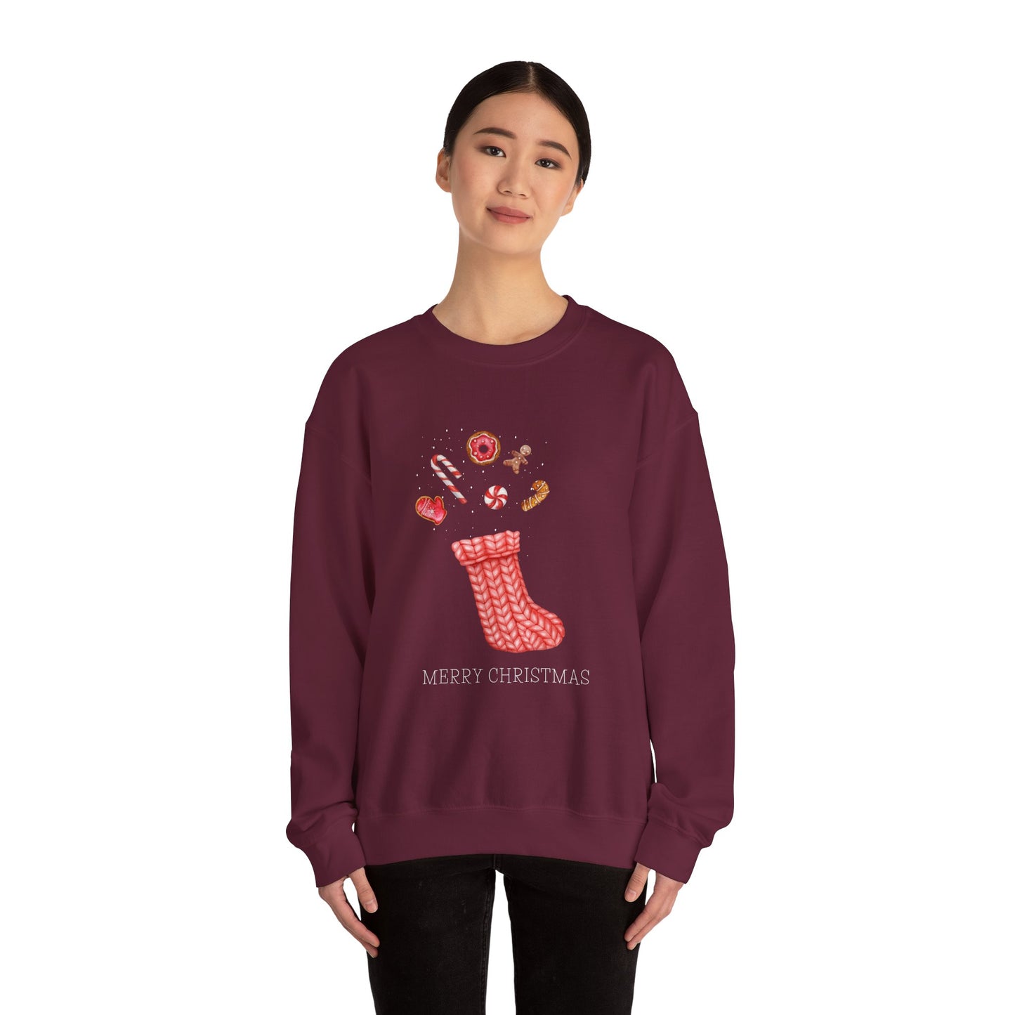 Cozy Christmas Sock 🎄🧦🍩 Unisex Heavy Blend Crewneck Sweatshirt