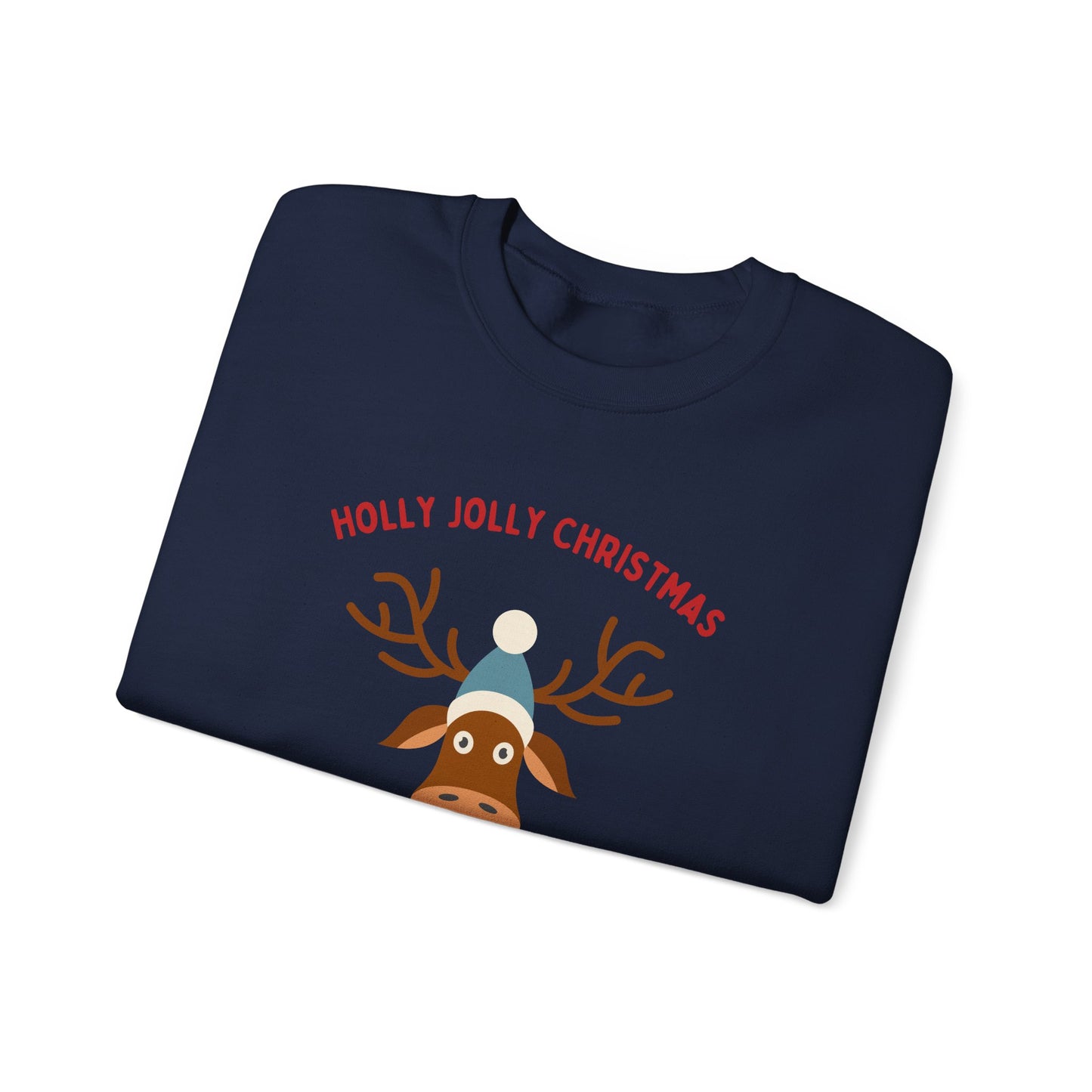 Unisex Heavy Blend Crewneck Sweatshirt Holly Jolly Christmas Reindeer 🎄🦌🎁