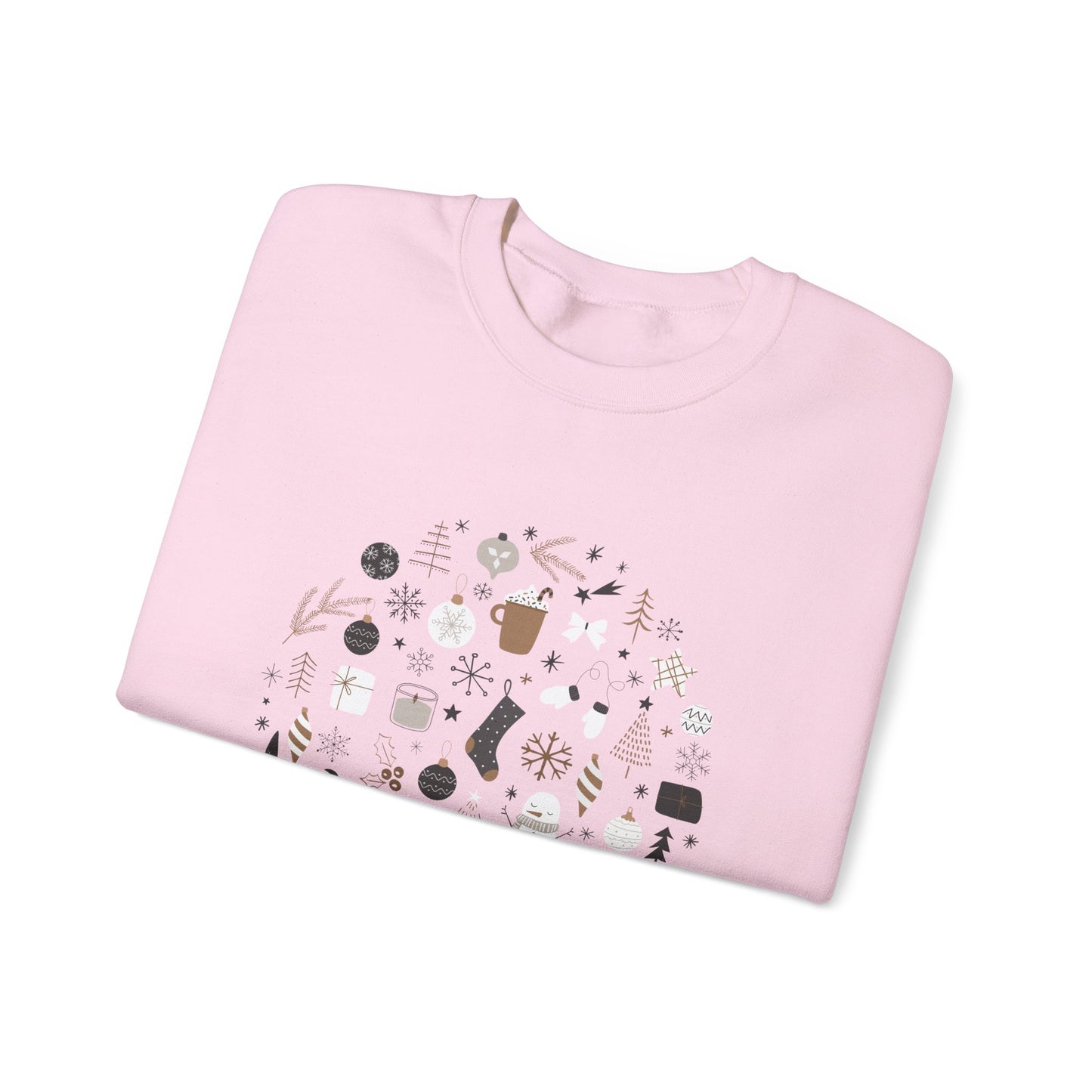Unisex Heavy Blend Crewneck Sweatshirt Festive Holiday Round Collage 🎄☃️❄️