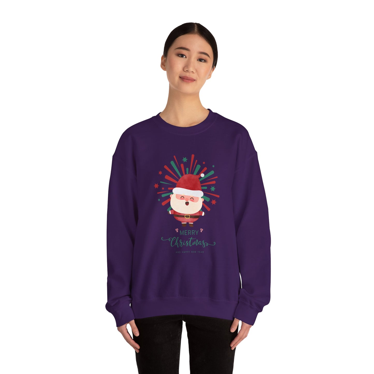 Unisex Heavy Blend Crewneck Sweatshirt Merry Christmas & Happy New Year with Santa 🎅🎉✨