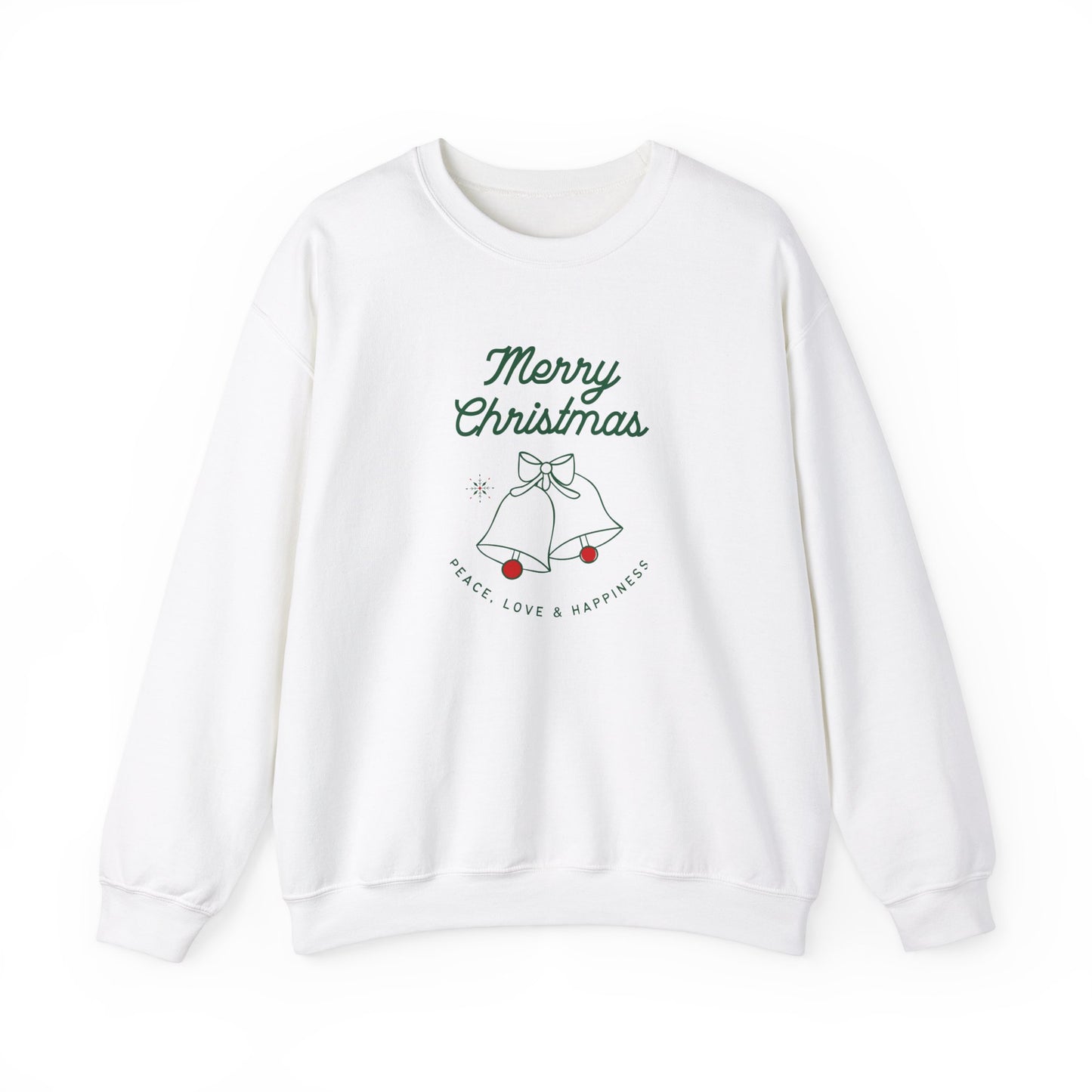 Unisex Heavy Blend Crewneck Sweatshirt Merry Christmas Peace Love & Happiness 🎄🔔✨