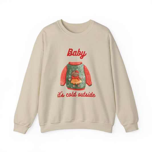 Unisex Heavy Blend Crewneck Sweatshirt Baby It's Cold Outside Gingerbread 🎄❄️❤️