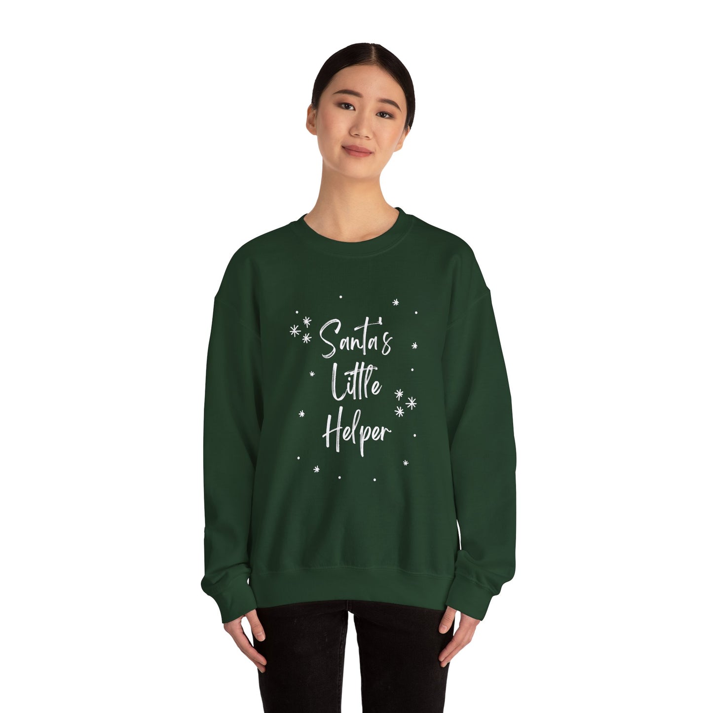 Unisex Heavy Blend Crewneck Sweatshirt Santa's Little Helper with Snowflakes 🎅❄️✨