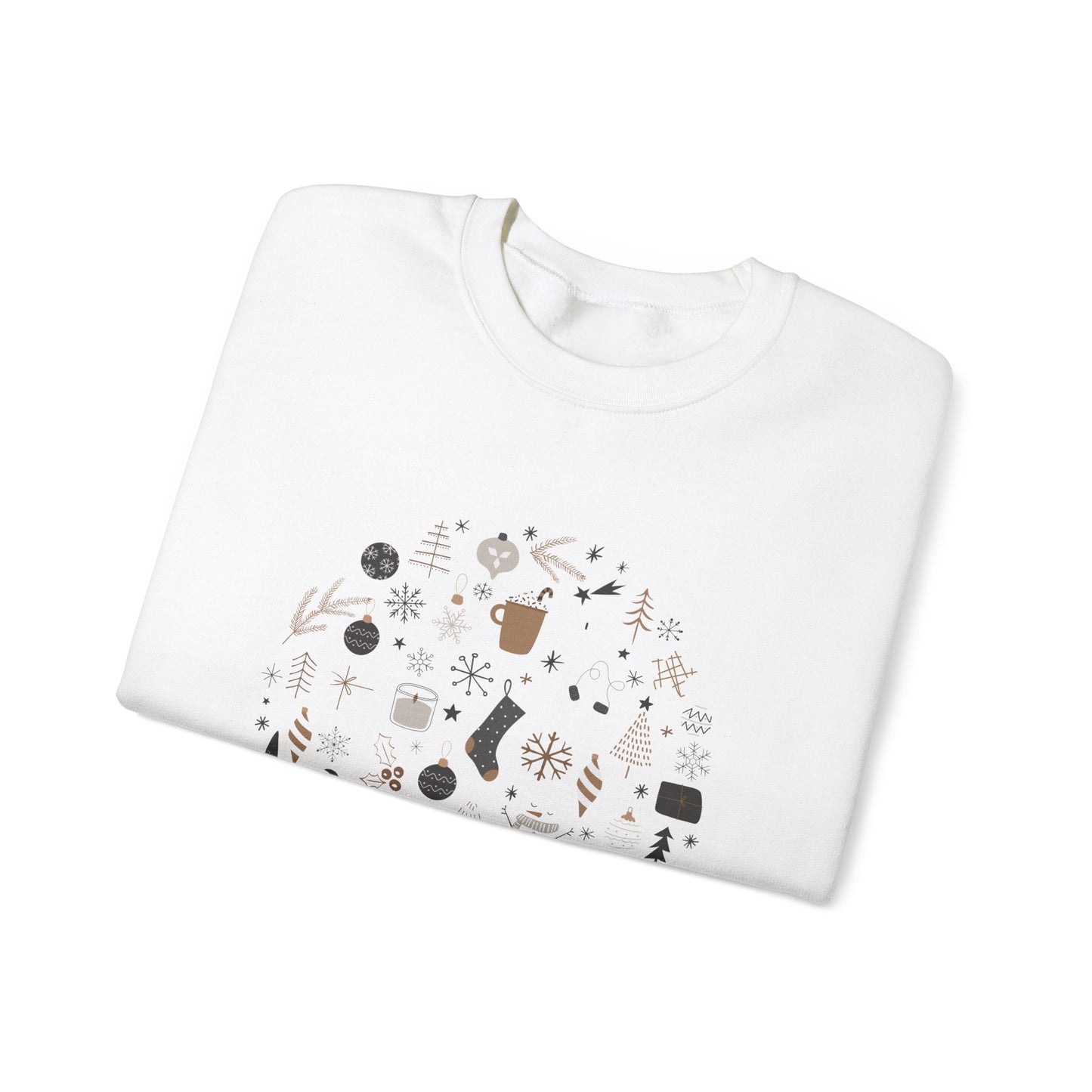 Unisex Heavy Blend Crewneck Sweatshirt Festive Holiday Round Collage 🎄☃️❄️
