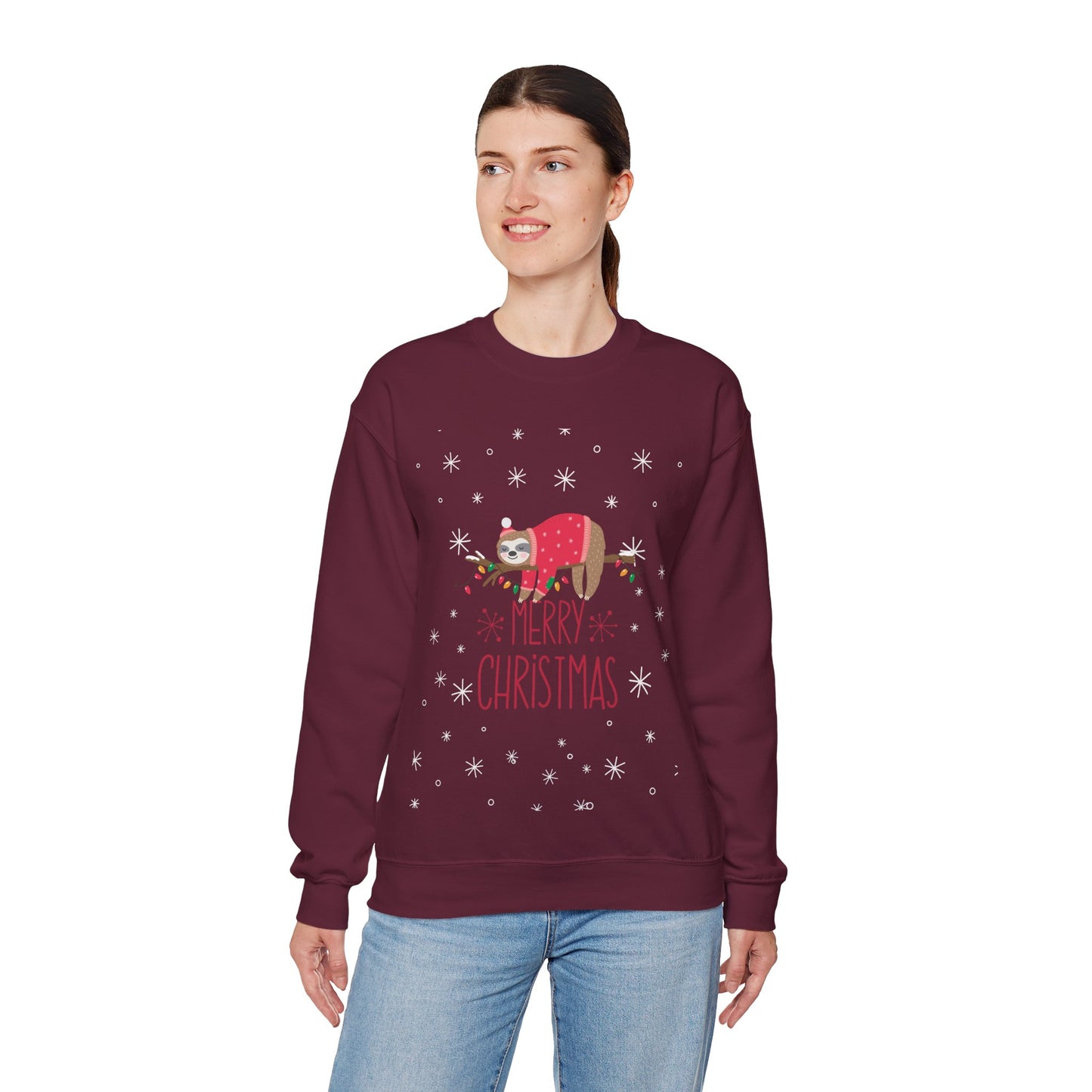 Merry Christmas Sloth 🎄🦥✨ Unisex Heavy Blend Crewneck Sweatshirt