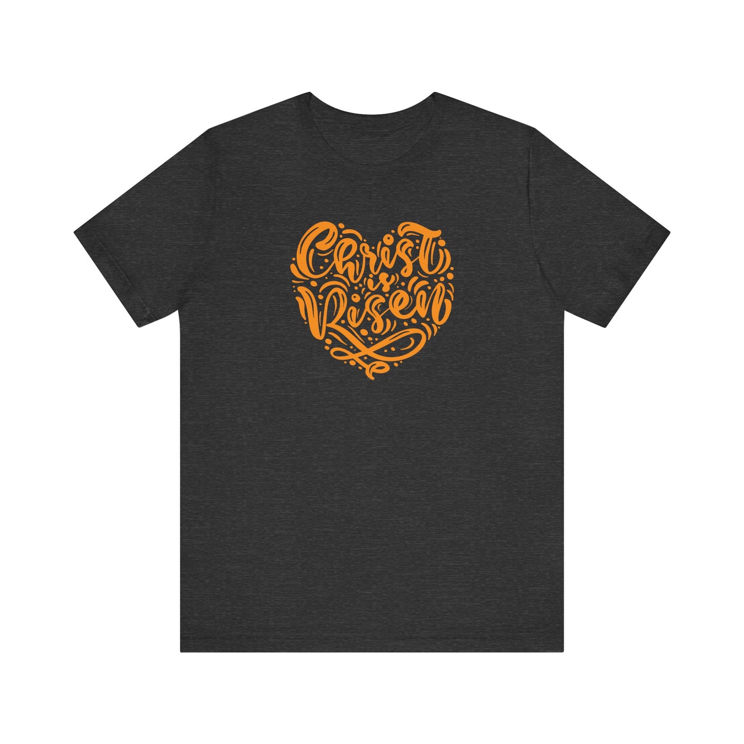 Christ is Risen Heart Shaped Orange Print Unisex Jersey Short Sleeve Tee