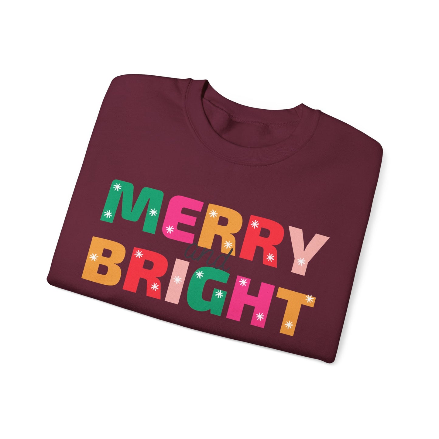 Unisex Heavy Blend Crewneck Sweatshirt Colorful Merry and Bright 🎄✨🌈