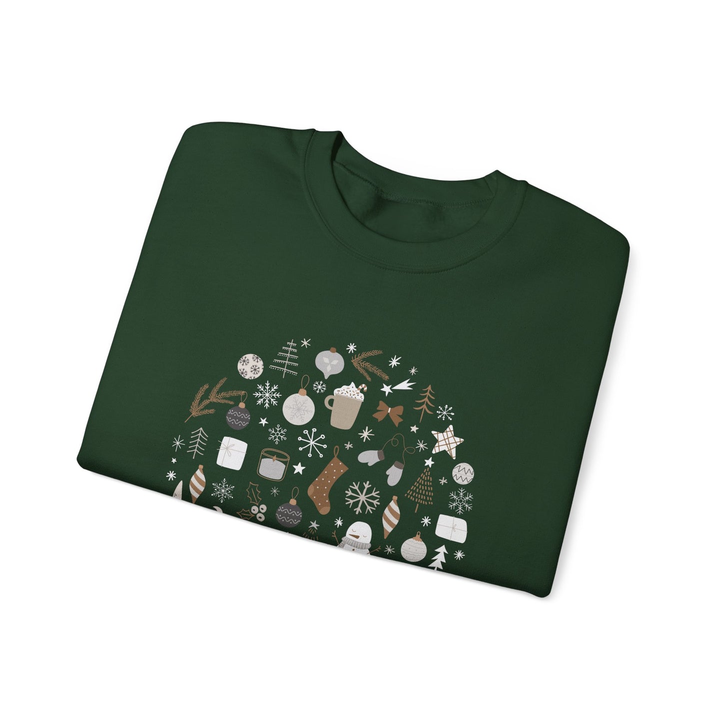 Unisex Heavy Blend Crewneck Sweatshirt Festive Holiday Round Collage 🎄☃️❄️