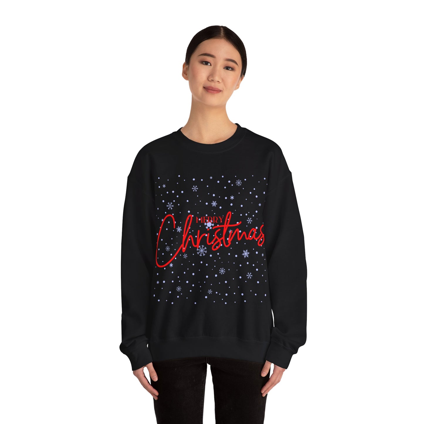 Unisex Heavy Blend Crewneck Sweatshirt Merry Christmas Snowflakes ❄️🎄✨