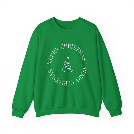 Unisex Heavy Blend Crewneck Sweatshirt Elegant Merry Christmas Tree 🎄✨
