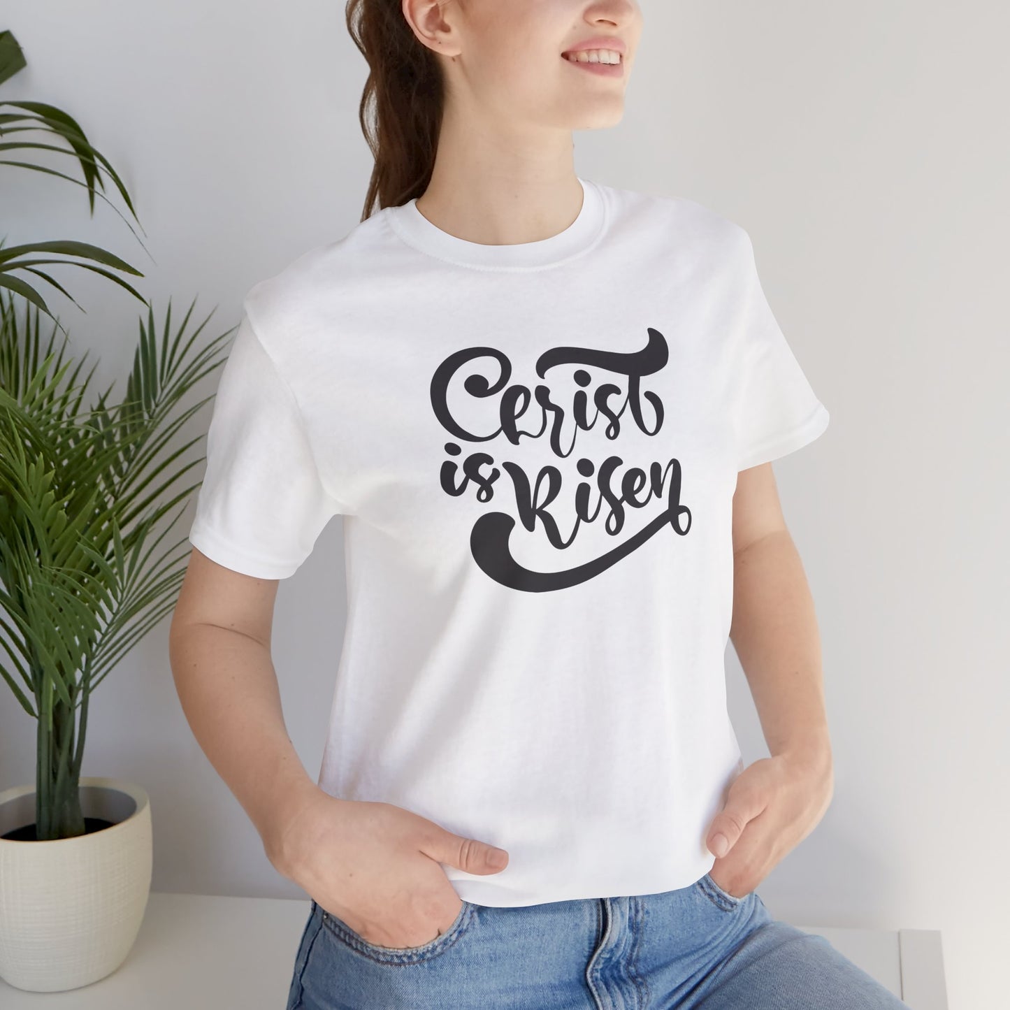 Christ is Risen Black Print Unisex Jersey Short Sleeve Tee