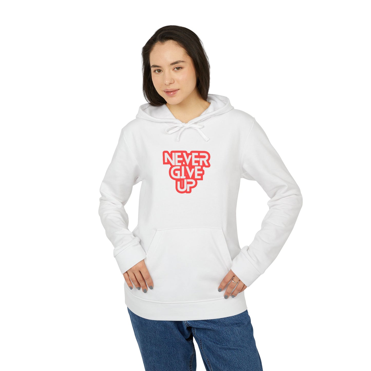 Never Give Up Adidas Unisex Cozy Fleece Hoodie