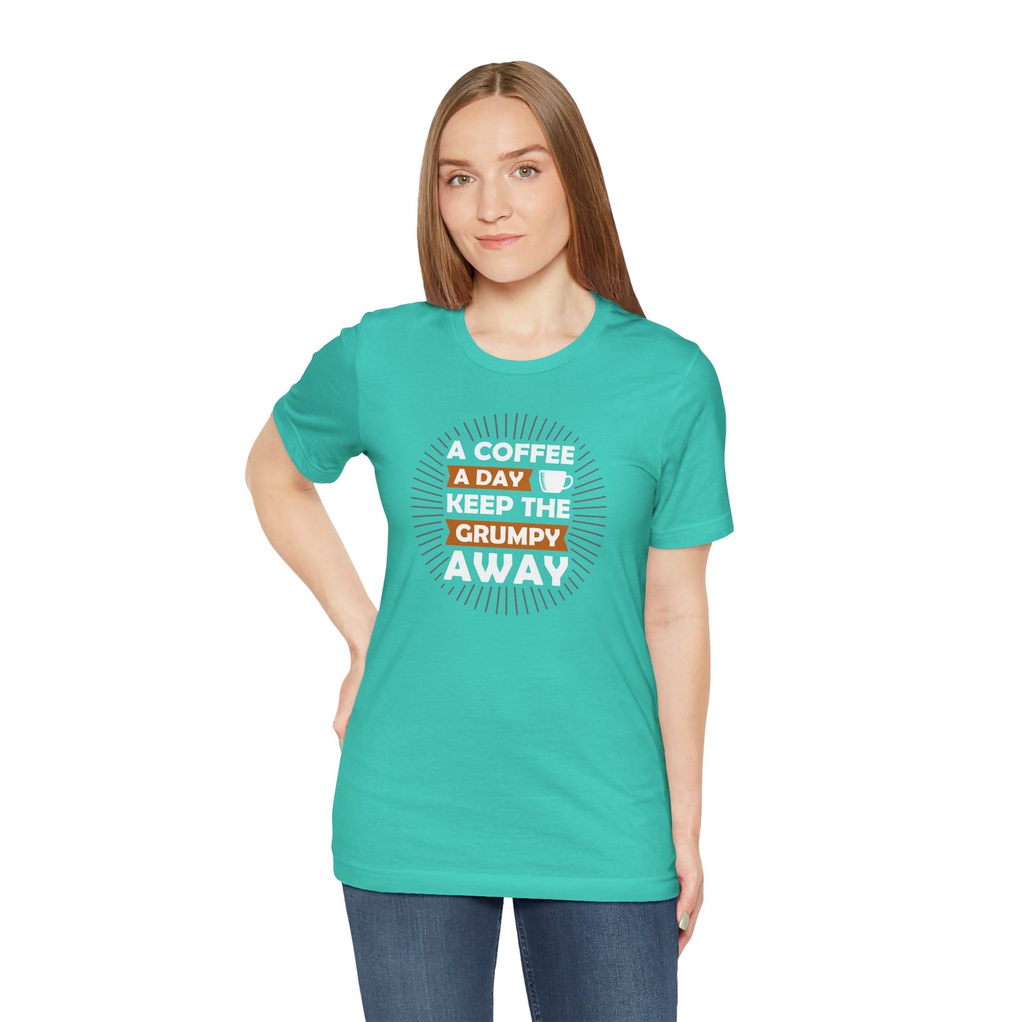 A Coffee A Day Keeps The Grumpy Away Unisex Jersey Short Sleeve Tee