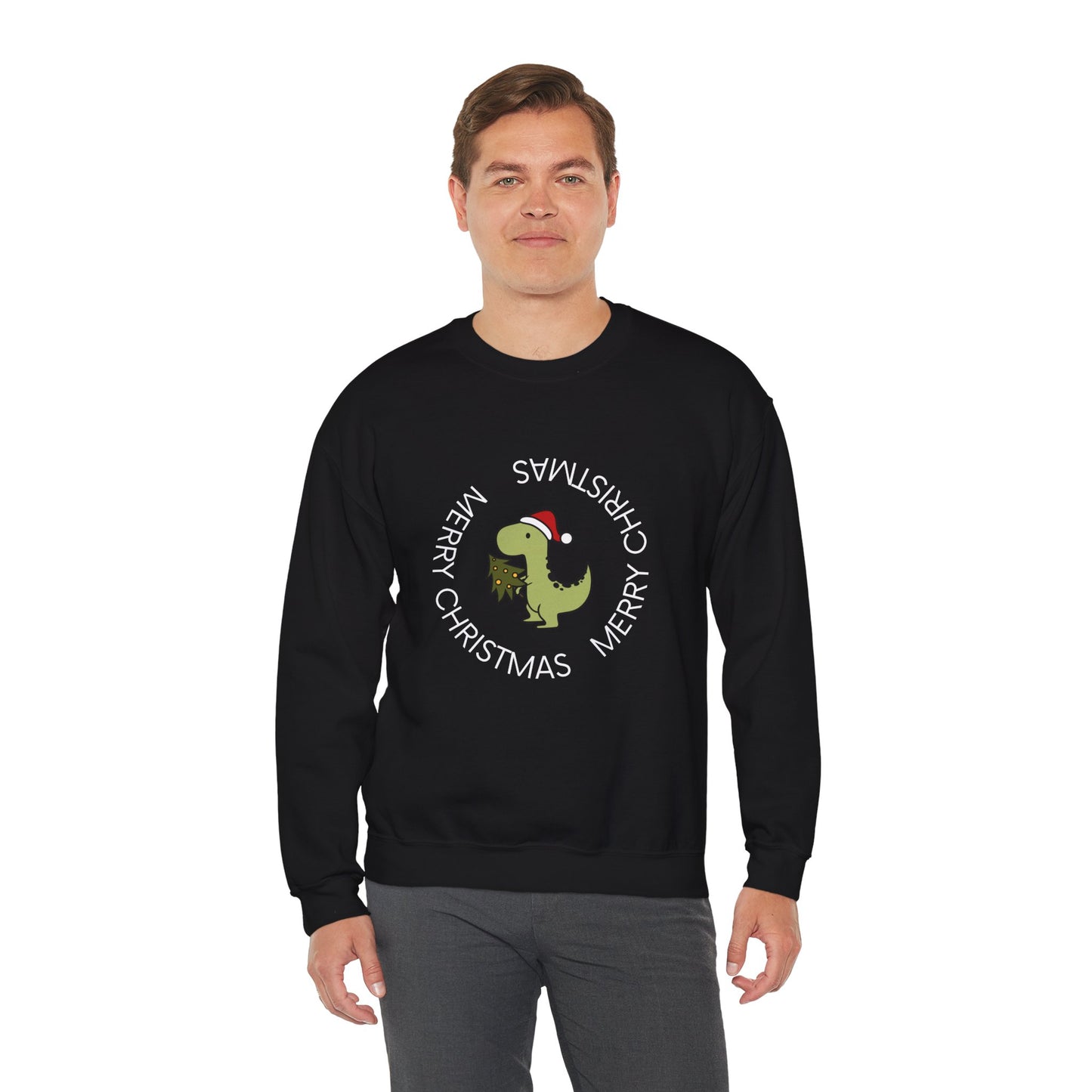 Dino-Merry Christmas 🎄🦖🎅 Unisex Heavy Blend Crewneck Sweatshirt