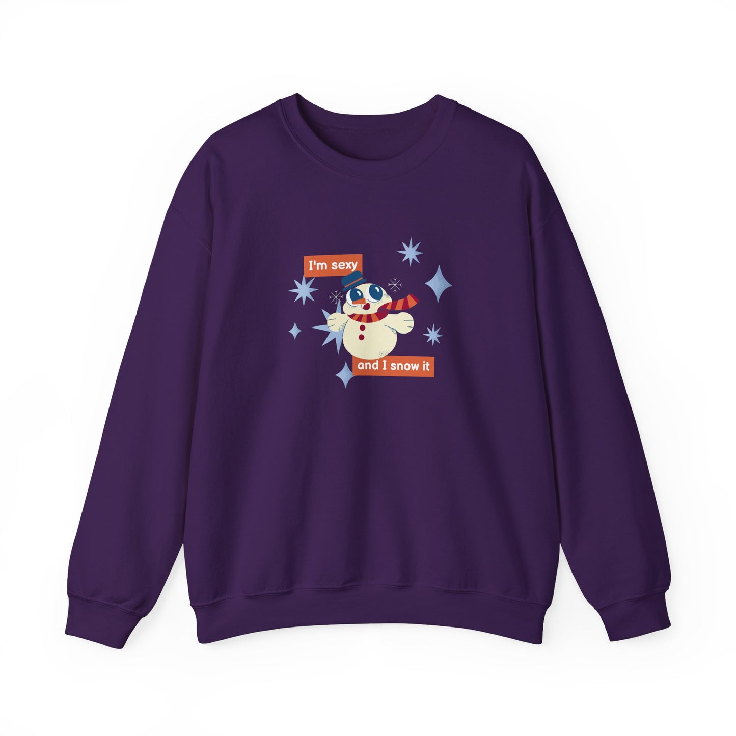 Unisex Heavy Blend Crewneck Sweatshirt I'm Sexy And I Snow It Snowman Design ⛄️❄️✨