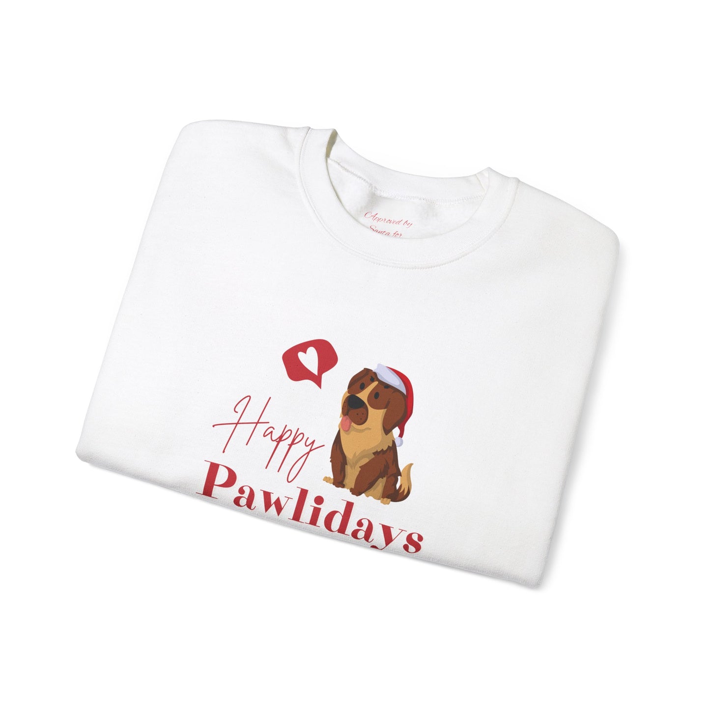 Unisex Heavy Blend Crewneck Sweatshirt Happy Pawlidays with Santa Dog 🎅🐾❤️