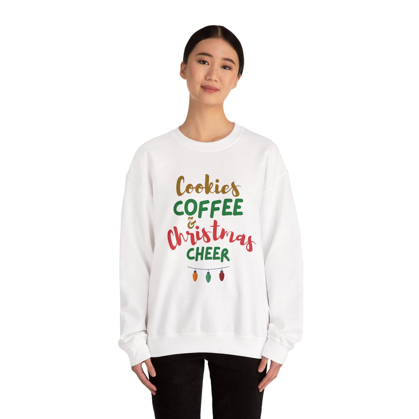 Cookies, Coffee & Christmas Cheer 🍪☕🎄 Unisex Heavy Blend Crewneck Sweatshirt