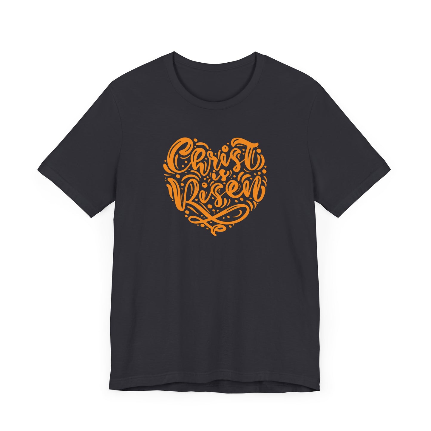 Christ is Risen Heart Shaped Orange Print Unisex Jersey Short Sleeve Tee