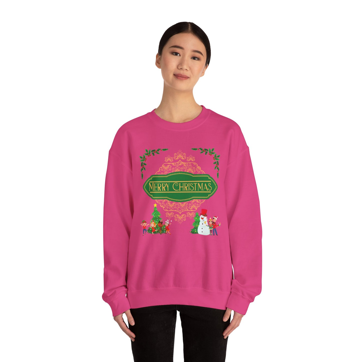 Unisex Heavy Blend Crewneck Sweatshirt Elegant Merry Christmas 🎄☃️✨