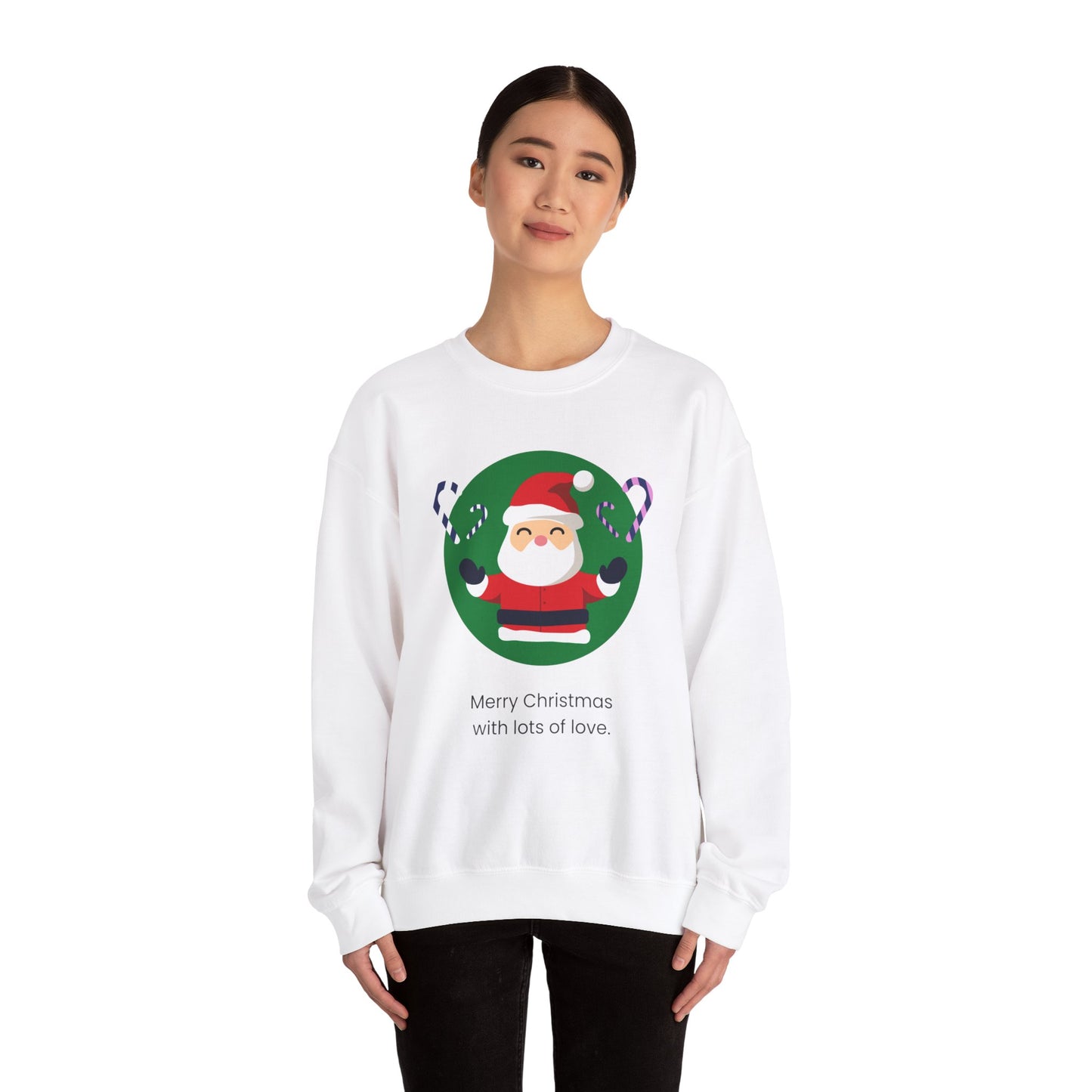 Unisex Heavy Blend Crewneck Sweatshirt Merry Christmas With Lots Of Love 🎅❤️🍭