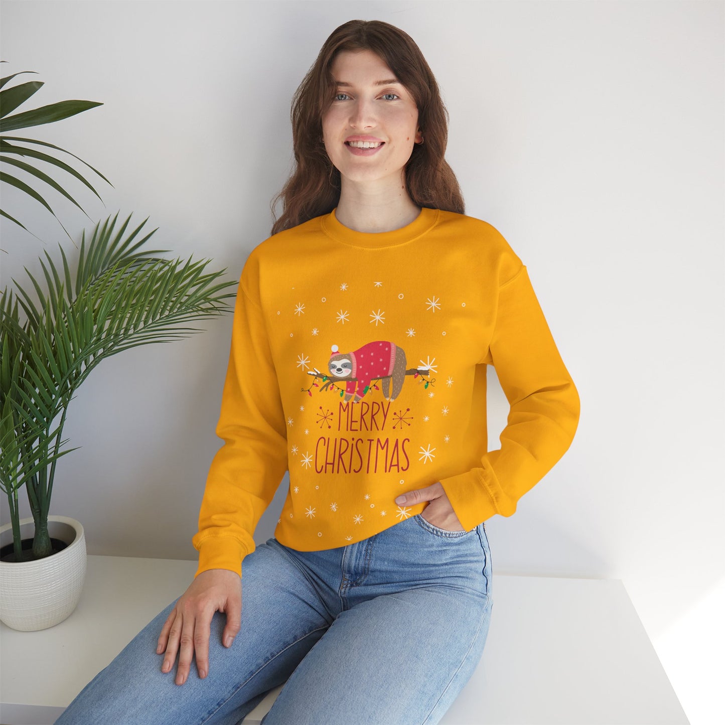 Merry Christmas Sloth 🎄🦥✨ Unisex Heavy Blend Crewneck Sweatshirt