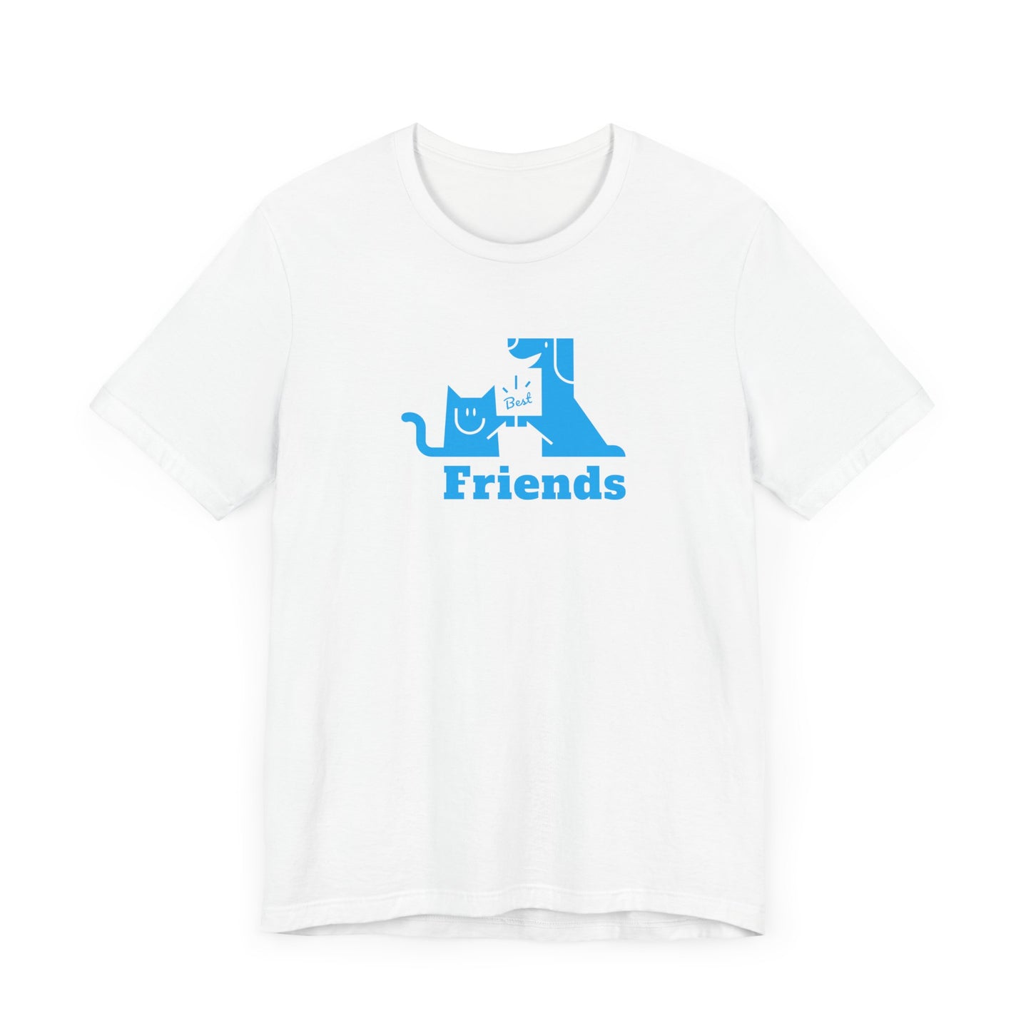 Cat & Dog Hi-5 Each Other Best Friends Blue Print Unisex Jersey Short Sleeve Tee