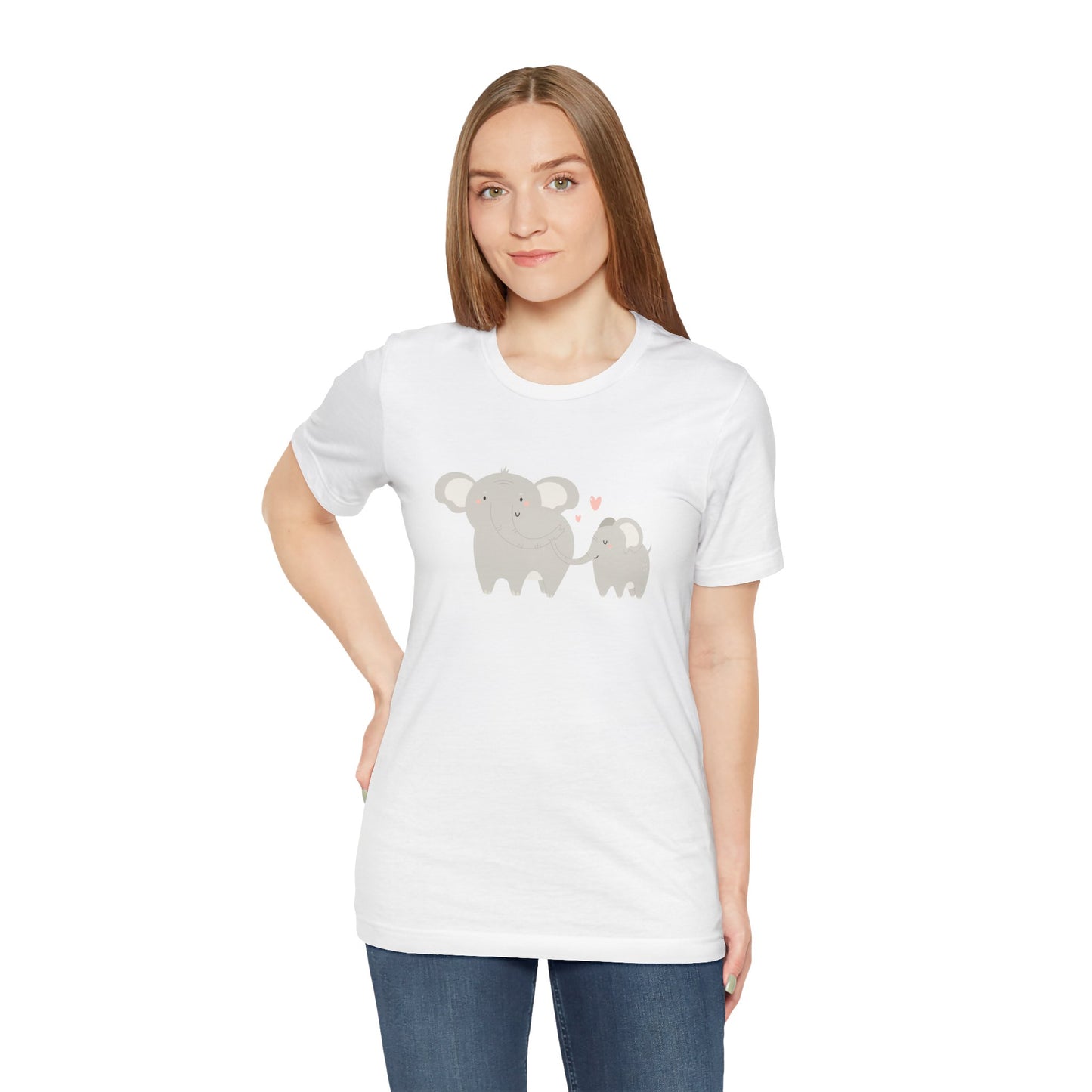 Mommy & Me Ele-fun Sweet Mom and Baby Elephant Unisex Jersey Short Sleeve Tee