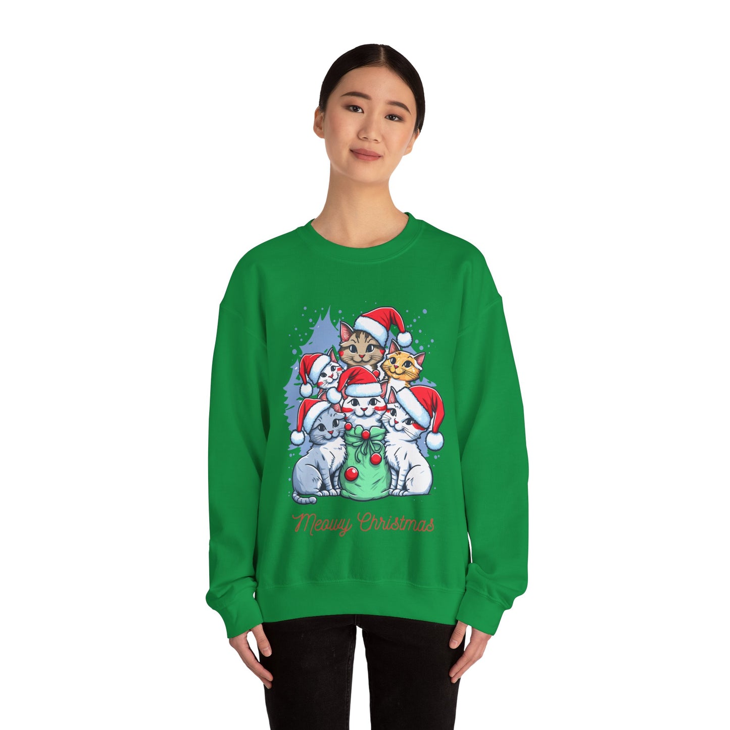 Unisex Heavy Blend Crewneck Sweatshirt Meowy Christmas 🎅🐾✨